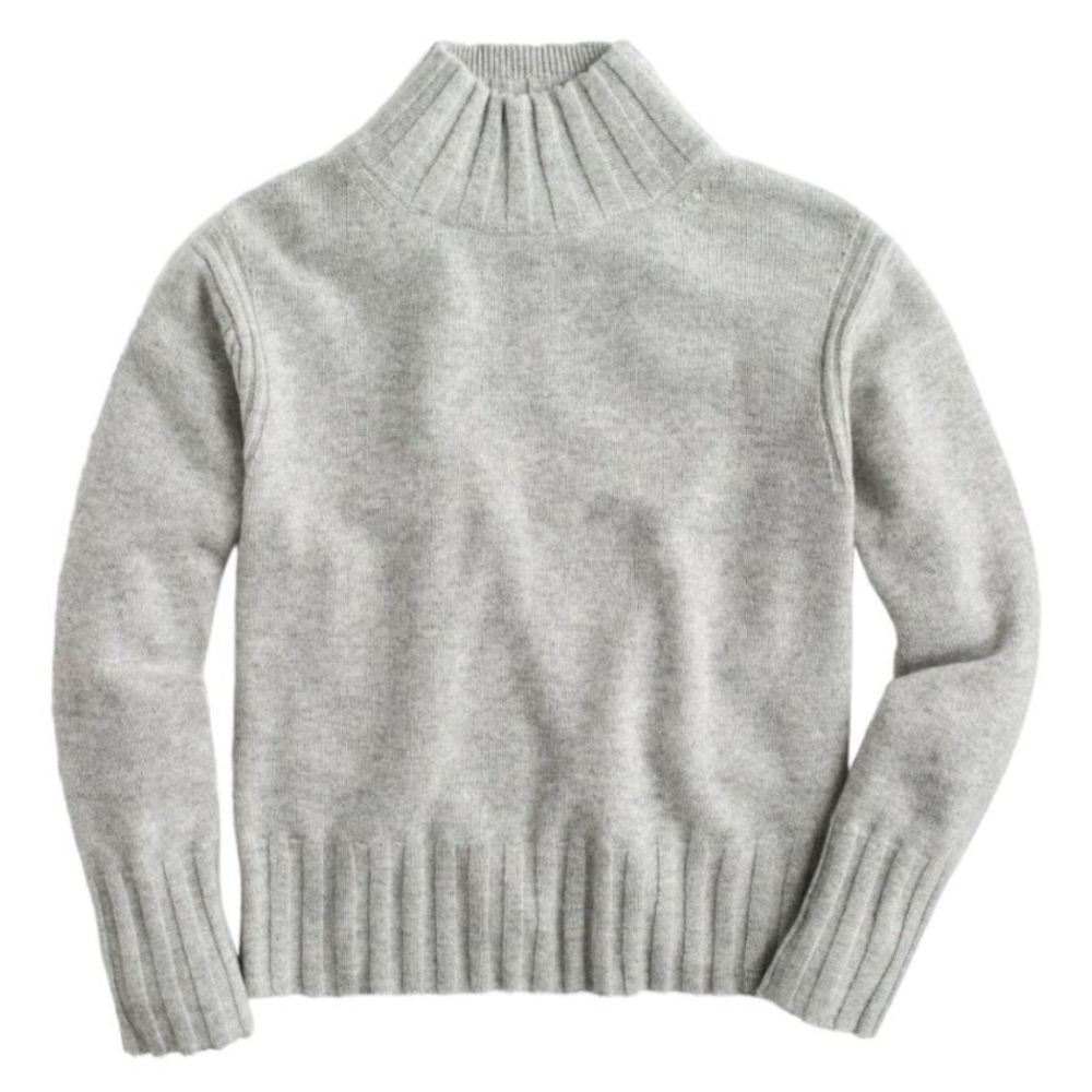 J Crew Point Sur Gray Cozy Mock Neck Sweater Supersoft Yarn Wool Alpaca Women XS